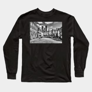 Lincoln Cathedral From Castle Square Black And White Long Sleeve T-Shirt